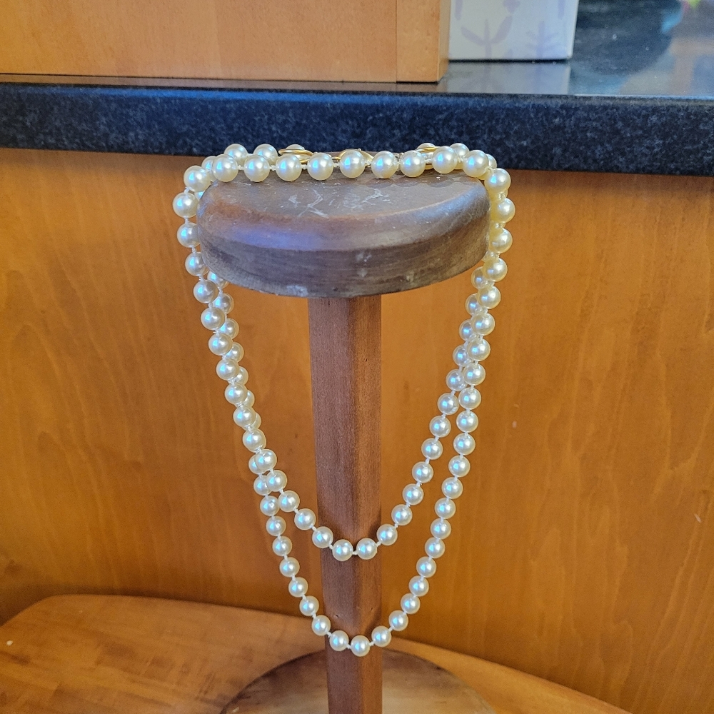 Faux Pearl Necklace Single Strand